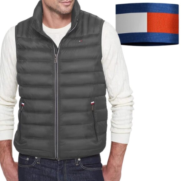 🆕XXL Tommy Hilfiger Men’s Ultra Loft Quilted Puffer Vest, Charcoal Gray NWT$150 - Picture 1 of 11